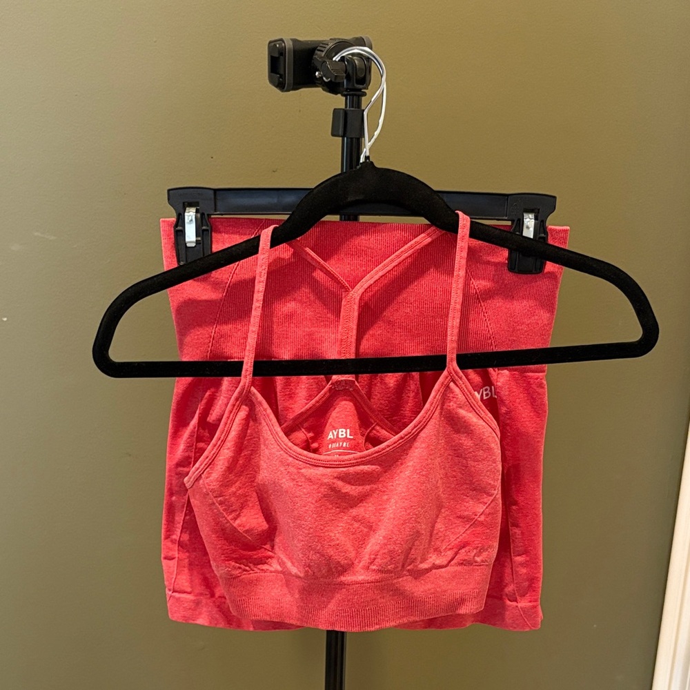 AYBL Women's Coral Sports Bra and Shorts Set